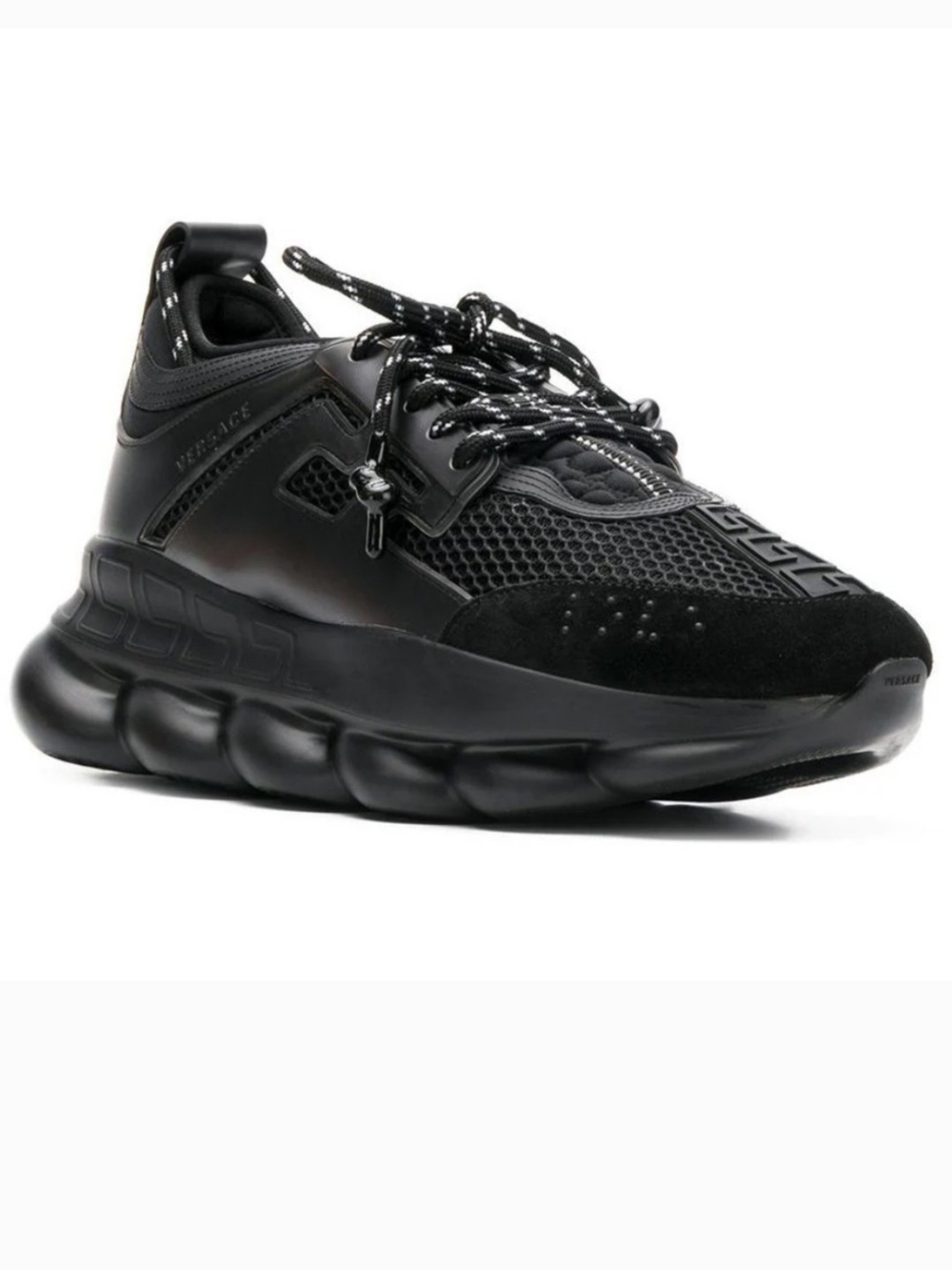 Versace Black Chain Reaction Mesh & Leather Sneaker